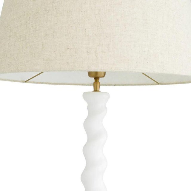 Stone White Floor Lamp with Marble Base by Eichholtz For Sale - Image 7 of 8