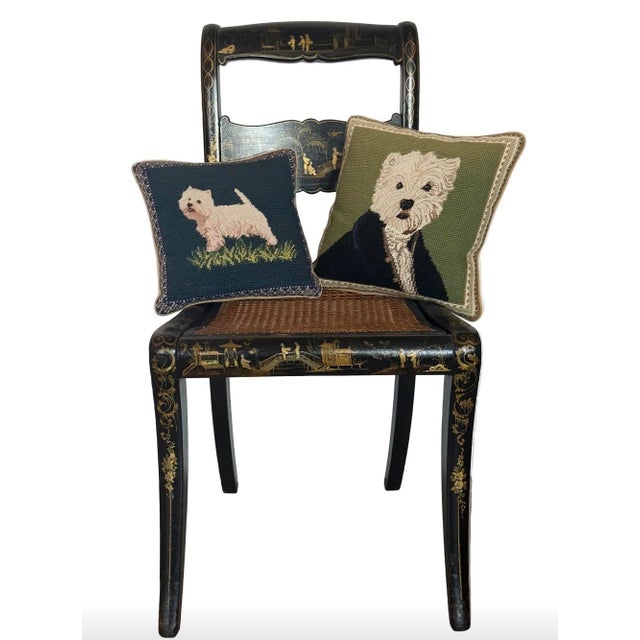 Vintage Needlepoint Westie Terrier Decorative Accent Pillow With Down Insert For Sale - Image 9 of 9