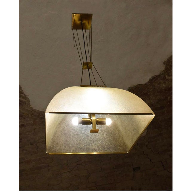 Large Lamperti Pendant Light in Fiberglass and Brass, 1970s For Sale - Image 4 of 12