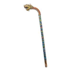 18th Century Chinese Cloisonne Enamel Gilt Bronze Dragon Cane Scepter
