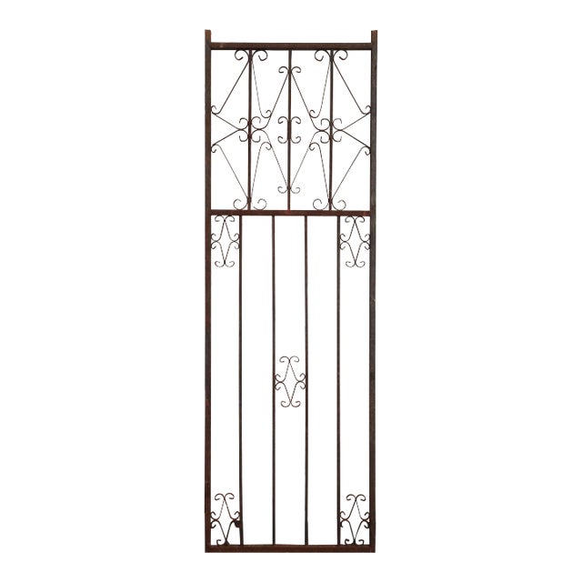 Vintage Mid Century Spanish Style Metal Tall Gate or Wall Decor For Sale