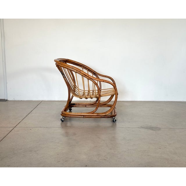 Brown Rattan and Bamboo Armchairs, 1970s, Set of 2 For Sale - Image 8 of 15