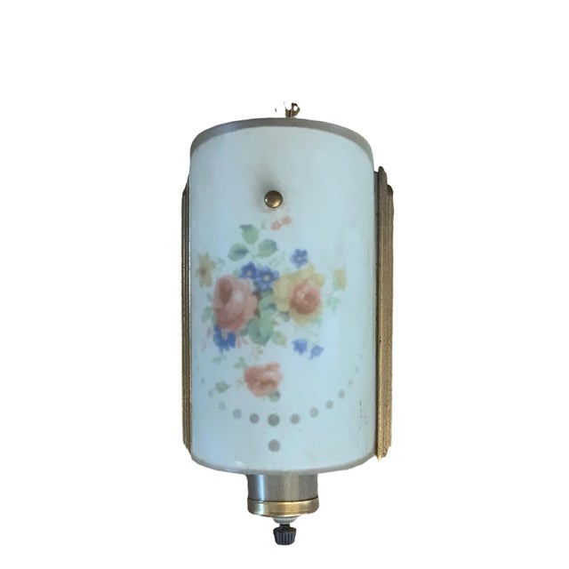 Farmhouse 1940s Brass Wall Sconces With Reverse Painted Half Shades - a Pair For Sale - Image 3 of 7