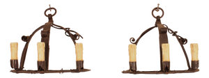 Medieval-Style Wrought Iron Wall Sconces, 1920s, Set of 2