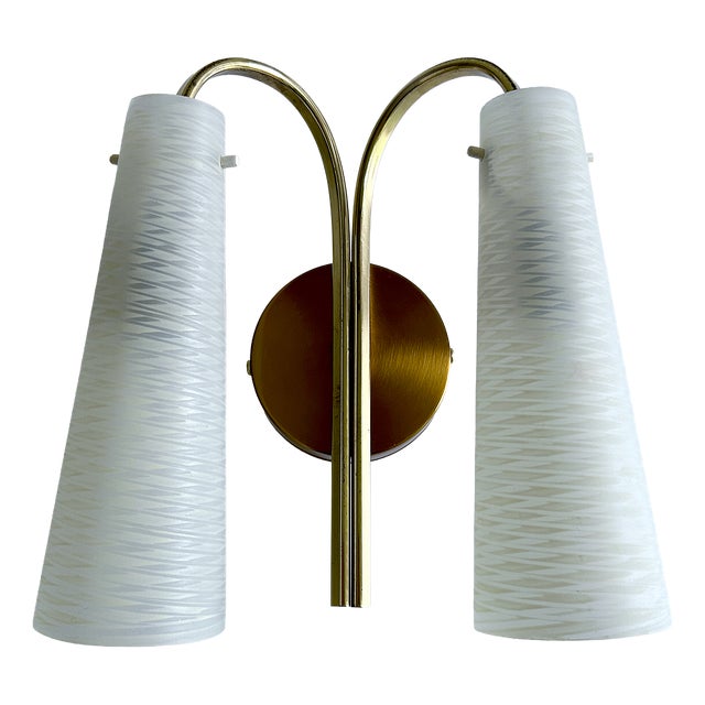 Vintage Glass Wall Light from Hillebrand, 1950s For Sale