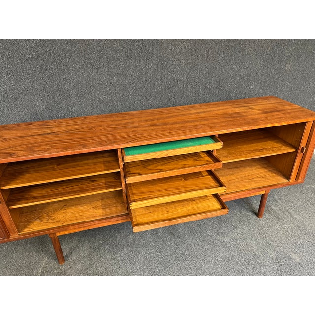 Wood 1960s Vintage Mid Century Danish Teak Credenza by Peter Lovig For Sale - Image 7 of 8