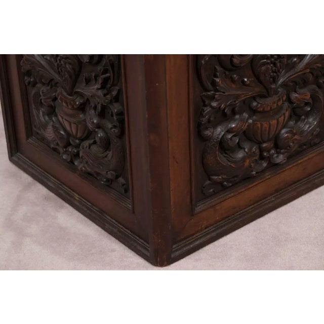 1940s Vintage Black Forest Hand Carved Wood Box With Dolphin and Urn Decorations For Sale - Image 5 of 5