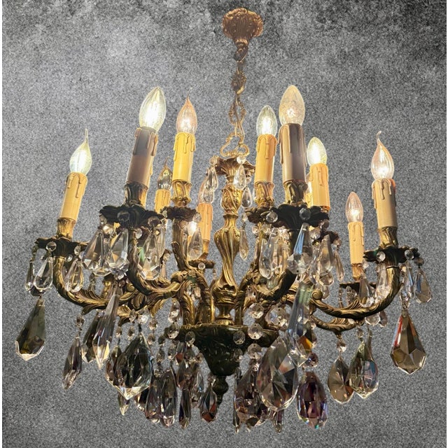 Antique French Louis XV Crystal Chandelier, 1890s For Sale - Image 6 of 16