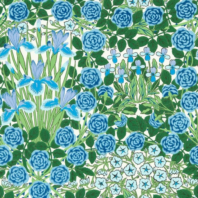 Morris & Co Campanula Wallpaper in Peacock/Opal - a Sample For Sale