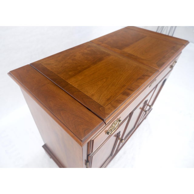 Flip Top Banded One Drawer Raised Panel Cherry 3 Door Liquor Cabinet Server MINT