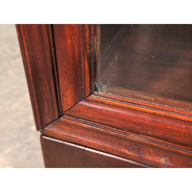 Vintage Chinese Rosewood Two Door Glass Curio Cabinet / Vitrine Etagere For Sale - Image 12 of 14