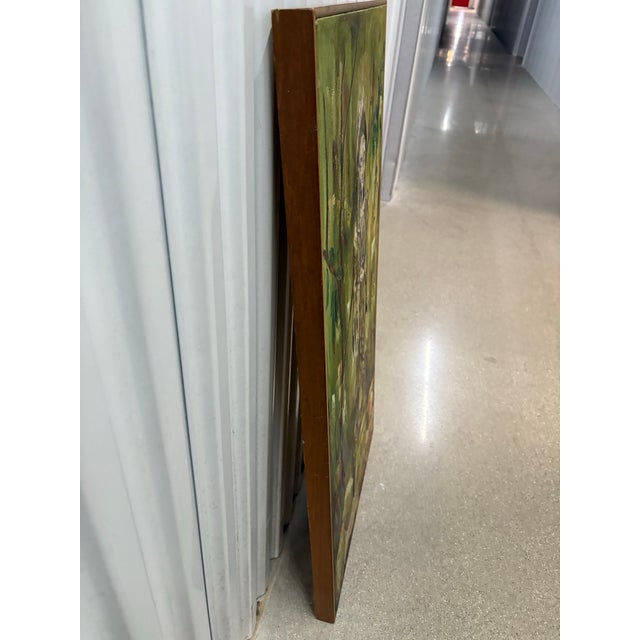 1960s Mid 20th Century Modern Painting of a Guanyin Statue in Garden Setting Signed Lynn Morell For Sale - Image 5 of 8