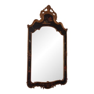 Delisting Late 20th Century LaBarge Fine Quality Hand Painted Black Chinoiserie Wall Mirror For Sale