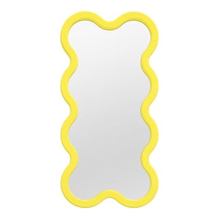 Modern Yellow Designer Mirror With Sculptural Wavy Frame – Hvyli 8 For Sale