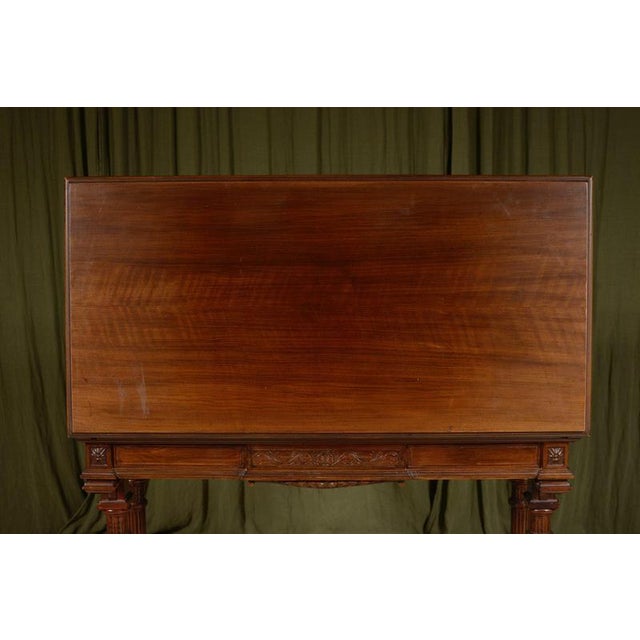 Aesthetic Movement Architectural Figured Mahogany Console / Card Table from William Walker & Sons, London, 1870s For Sale - Image 9 of 10
