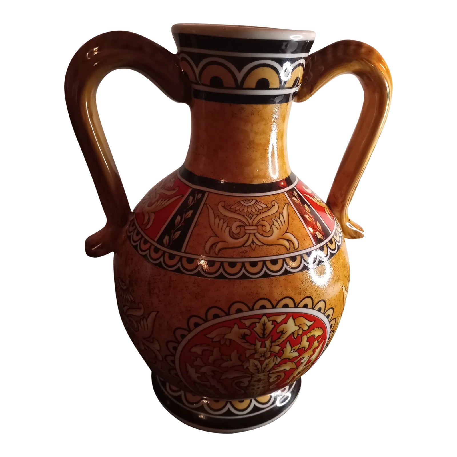 1950s Achilles Amphora Dual Handle Ceramic Vase Made in Greece Chairish