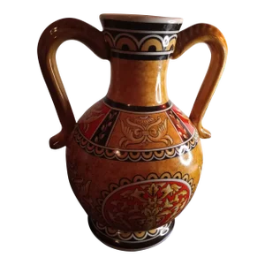 1950s Achilles Amphora Dual Handle Ceramic Vase Made in Greece