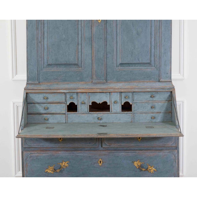 17th Century Blue Scandinavian Bureau with Original Hardware For Sale In Atlanta - Image 6 of 11
