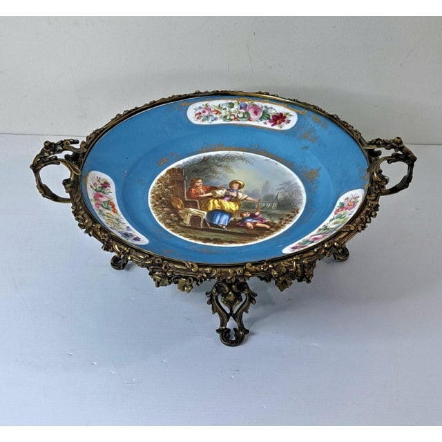 Ceramic 19th Century Sèvres Style Porcelain Centerpiece Bowl With Ormolu Mounts For Sale - Image 7 of 15