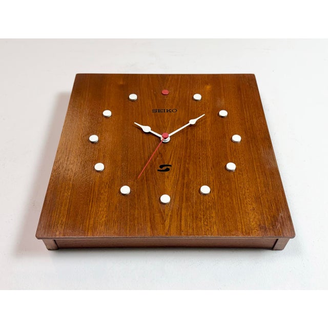 Vintage Brown Wooden Wall Clock from Seiko, 1980s For Sale - Image 6 of 16