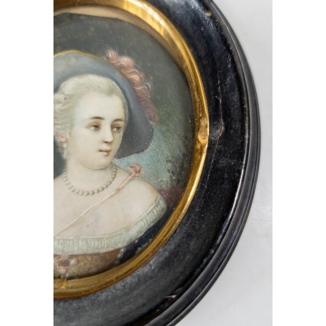19th Century English Georgian Style Victorian Miniature Portrait of a Lady For Sale - Image 10 of 13