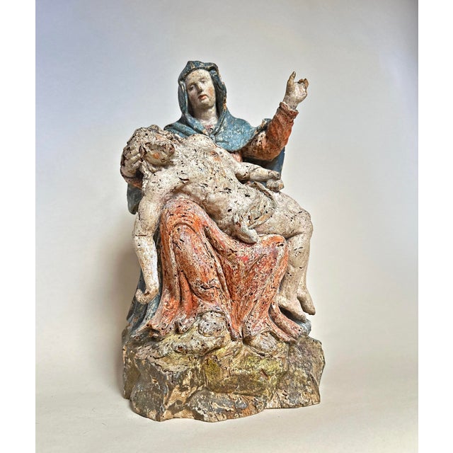 Pieta, Vesperbild, 17th Century German, Carved Wood, Painted For Sale - Image 13 of 13