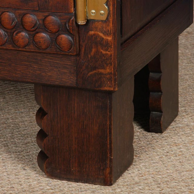 Oak and Brass Sideboard in the style of Charles Dudouyt, 1940 For Sale - Image 10 of 12
