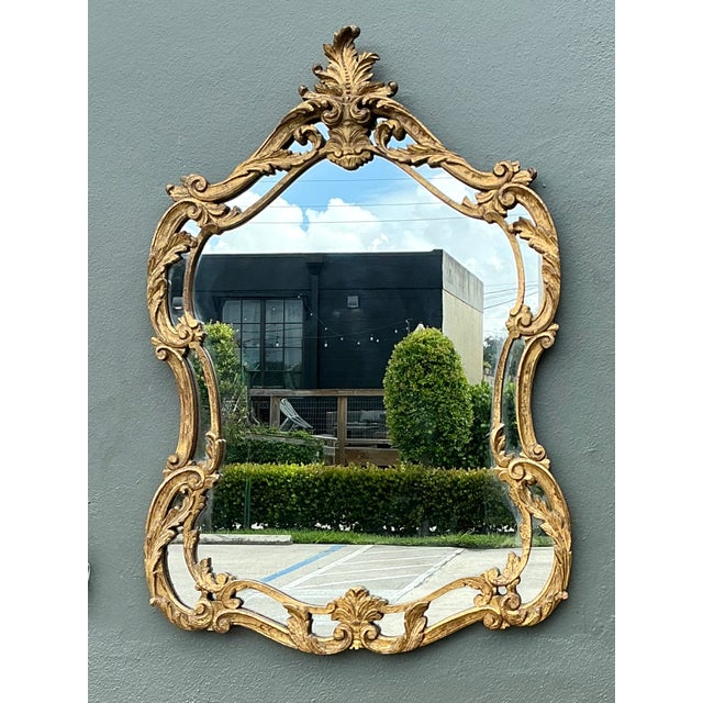 Vintage Rococo Style Gold Frame Mirror For Sale - Image 4 of 12