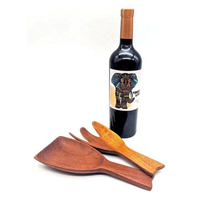 Chestnut 1950s Danish Teak Wood Salad Utensils, a Pair For Sale - Image 8 of 11