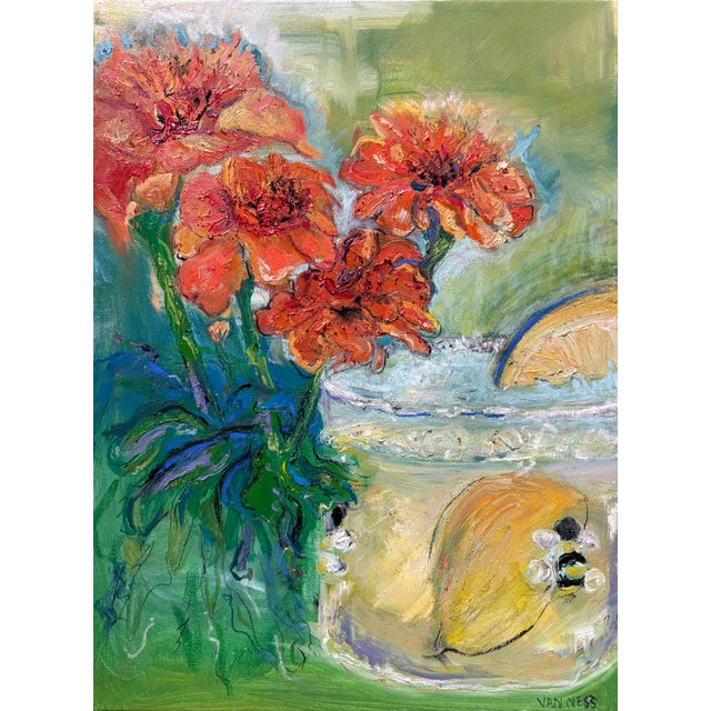 Lemonade & Marigolds, Original Oil Paintings, Expressionism For Sale - Image 14 of 14