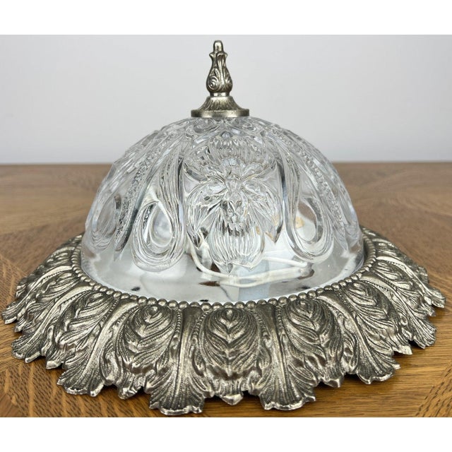Vintage Ceiling Lamp in Brass and Glass For Sale - Image 4 of 13