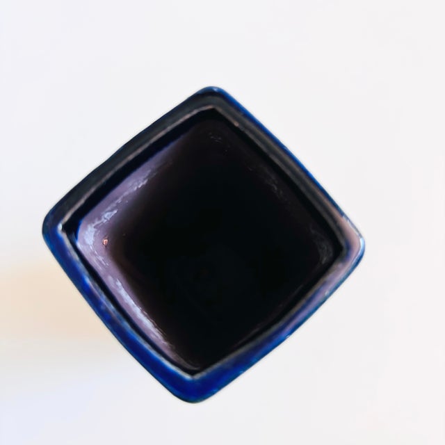 Ceramic Mid Century German Blue Lava Glaze Bud Vase For Sale - Image 7 of 8