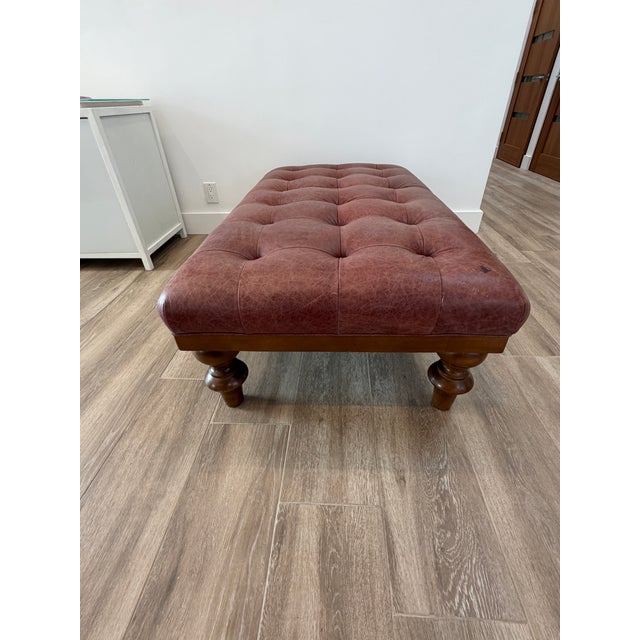 Late 20th Century Tufted Leather Bench Ottoman For Sale - Image 4 of 6
