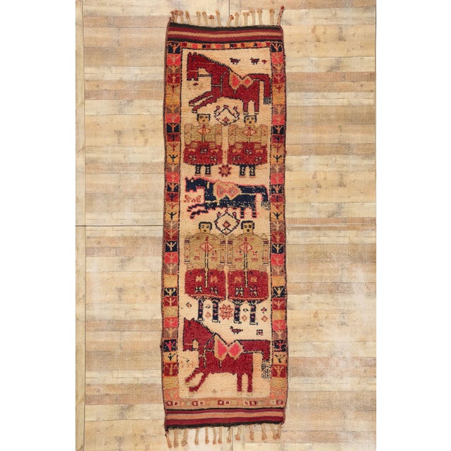 Vintage Kurdish Pictorial Rug Runner - 03'06 X 11'00 For Sale - Image 9 of 9