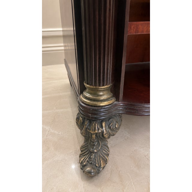 Pair of Bombay Company Neoclassical Mahogany Nightstands With Gilt Paw Feet For Sale - Image 10 of 14