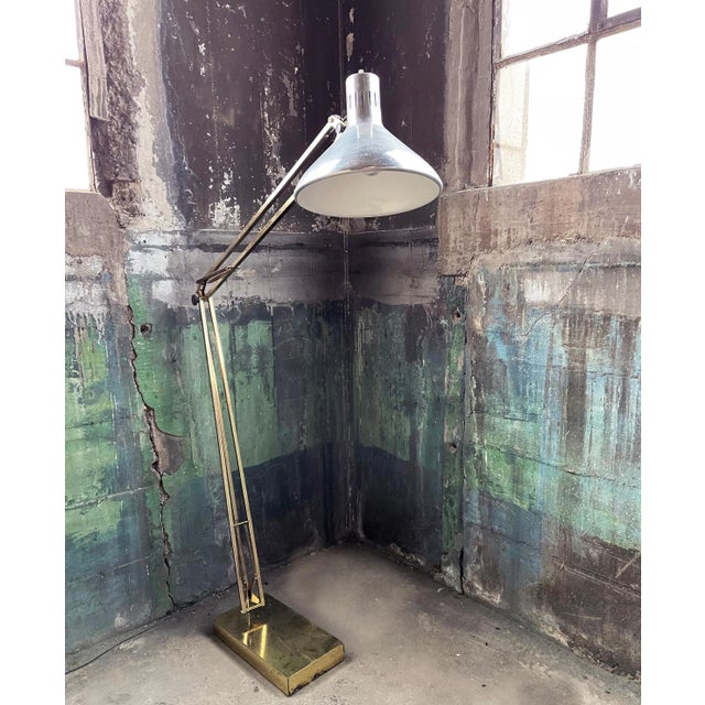 Luxo PostModern 70s Giant 7 Foot Tall! Brass Floor Lamp Luxo Articulating Architect Drafting For Sale - Image 4 of 7