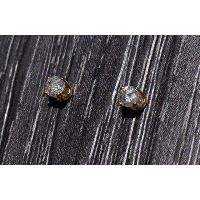 Contemporary The Boweya: Vintage Yellow Gold Natural Diamond Studs, 2 Pieces For Sale - Image 3 of 4