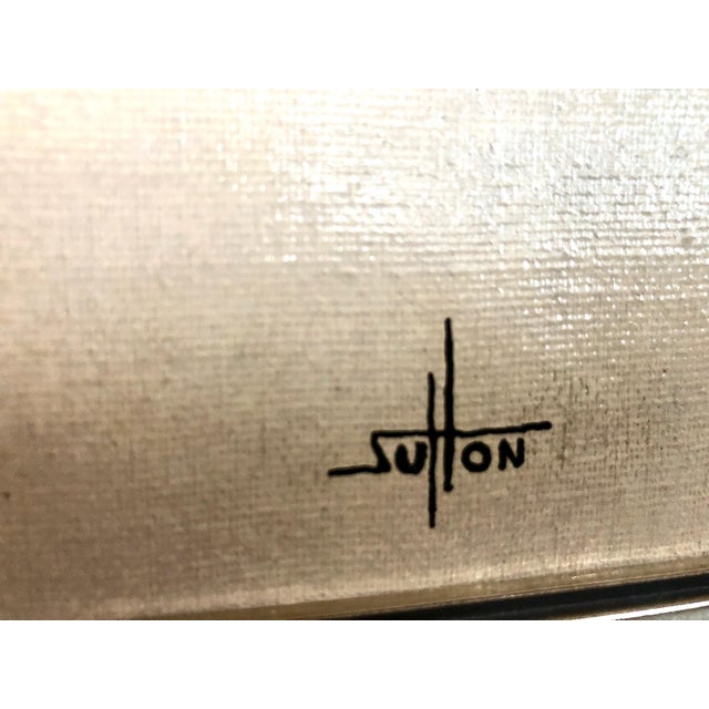 1960s Large Framed Abstract Painting in Orange & Black by Sutton For Sale - Image 5 of 7