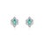 Emerald Diamond Floral Cluster Vintage Stud Earrings in 14k White Gold- A Pair For Sale - Image 4 of 15