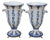 Mid 20th Century 2 Jb Hirsch Corsi Italian Blue & White Floral Porcelain Mantel Vases Urns 9" For Sale