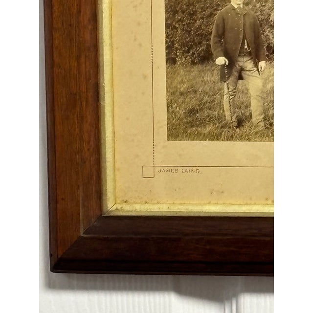Antique English Framed Photographic Portrait of Man, Horse and Boy For Sale - Image 4 of 7