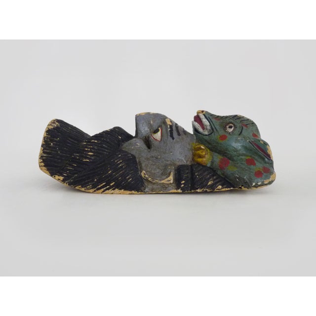 Antique Mexican Mask in Polychrome Carved Wood. 1970s For Sale - Image 6 of 9