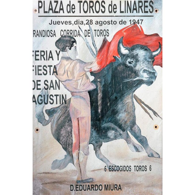 Historic Hand-Painted Manolete's Final Bullfight Sign, 1947 For Sale - Image 3 of 10