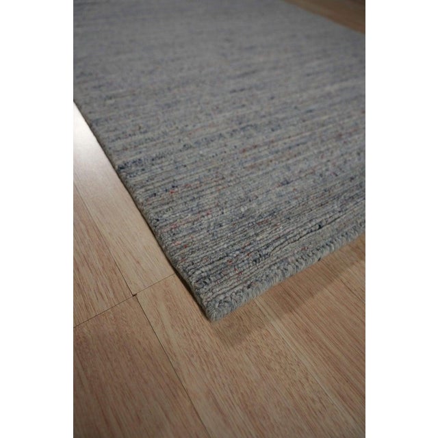 3x5 Blue Hand-Knotted Wool Woven Horizon Abstract Modern Carpet Rug For Sale - Image 4 of 5