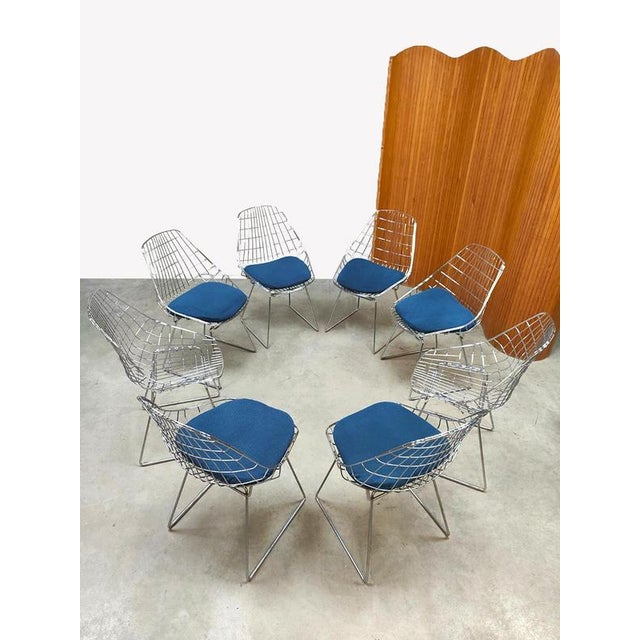 1950s Vintage Dutch SM05 Wire Chairs by Cees Braakman for Pastoe, 1950s, Set of 8 For Sale - Image 5 of 8