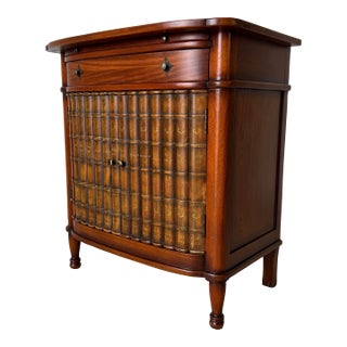 Vintage Theodore Alexander Faux Book Front Mahogany Small Cabinet For Sale