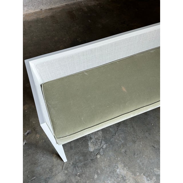 1960s Edward Wormley for Dunbar Style Cane and Wood Window Bench For Sale In Philadelphia - Image 6 of 12