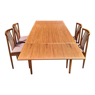 20th Century Danish Modern Ansager Mobler Expandable Dining Set - 5 Pieces For Sale
