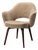 Knoll Saarinen Executive Arm Dining Chairs in Sand Mohair, Walnut Legs For Sale