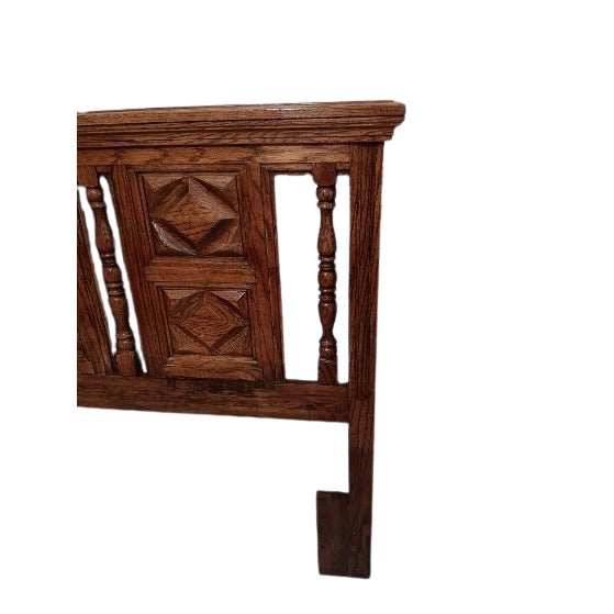Mid-Century Modern 1970s Wood Queen Headboard Carved Medium Tone For Sale - Image 3 of 12
